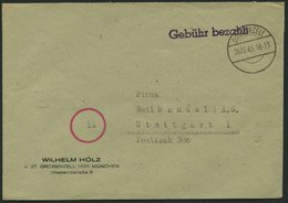 ALL. BES. GEBÜHR BEZAHLT GROBENZELL, 28.12.45, Violetter L1 Gebühr Bezahlt, Prachtbrief - Sonstige & Ohne Zuordnung