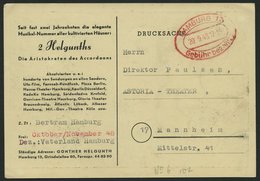 ALL. BES. GEBÜHR BEZAHLT HAMBURG 13 Gebühr Bezahlt, 20.9.48, Roter Ellipsenstempel, Werbe-Drucksachenkarte, Pracht - Sonstige & Ohne Zuordnung