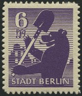 BERLIN UND BRANDENBURG 2Bb **, 1945, 6 Pf. Dunkelgrauviolett, Durchstochen, Pracht, Kurzbefund Ströh, Mi. 600.- - Otros & Sin Clasificación