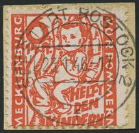 MECKLENBURG-VORPOMMERN 26a BrfStk, 1945, 6 Pf. Lebhaftrötlichorange Kinderhilfe, Kleine Marke (durch Verzähnung), Pracht - Altri & Non Classificati