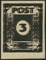 OST-SACHSEN 51cuyDD **, 1945, 3 Pf. Doppeldruck (schwarz Auf Schwarzbraun), Steigende Papierstreifung, Spargummierung, P - Otros & Sin Clasificación