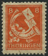 THÜRINGEN 96AYyy **, 1945, 8 Pf. Rotorange, Spargummierung, Dünnes Papier, Pracht, Attestkopie Herpichböhm, Mi. 100.- - Sonstige & Ohne Zuordnung