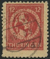 THÜRINGEN 97AXar O, 1945, 12 Pf. Karminrot, Vollgummierung, Hellchromgelbes Papier, Dicke Gummierung, Feinst (kleiner Za - Sonstige & Ohne Zuordnung