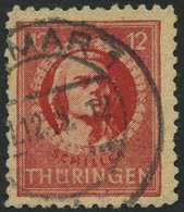 THÜRINGEN 97AXbat O, 1945, 12 Pf. Dunkelbräunlichrot, Vollgummierung, Gelblichgraues Papier, Zahnfehler, Feinst, R!, Kur - Other & Unclassified