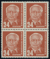 DDR 324zaXII VB **, 1952, 24 Pf. Schwärzlichrotorange Pieck, Gewöhnliches Papier, Wz. 2XII, Im Viererblock, Postfrisch,  - Sonstige & Ohne Zuordnung