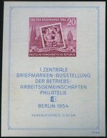 DDR Bl. 10III **, 1954, Block Briefmarken-Ausstellung Mit Abart Punkt über Rechtem Oberem Block-Einfassungsornament, Pra - Otros & Sin Clasificación