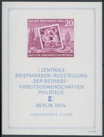 DDR Bl. 10XI **, 1954, Block Briefmarkenausstellung, Wz. 2XI, Postfrisch, Pracht, Mi. 150.- - Sonstige & Ohne Zuordnung