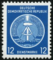 DIENSTMARKEN A D 5xNF (*), 1954, 12 Pf. Grünlichblau, Amtlicher Nachdruck Ohne Aufgedruckten Stempel, Ungummiert, Pracht - Sonstige & Ohne Zuordnung