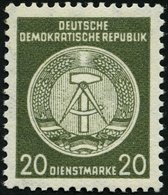 DIENSTMARKEN A D 22IXII **, 1954, 20 Pf. Schwarzgelboliv, Type I, Wz. 2XII, Pracht, Gepr. Jahn, Mi. 350.- - Sonstige & Ohne Zuordnung