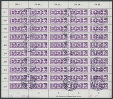 DIENSTMARKEN B D 9 O, 1956, 70 Pf. Mitttelviolettpurpur/schwarz Im Bogen (50) Mit Ungültig-Stempeln, Feld 39 Mit Abart,  - Sonstige & Ohne Zuordnung