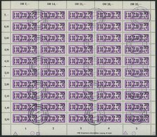 DIENSTMARKEN B D 9 O, 1956, 70 Pf. ZKD Im Vollständigen Bogen (50) Mit Druckvermerk Und Abart 9I, Stempel Ungültig, Prac - Other & Unclassified