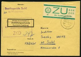 DIENSTMARKEN E E 1 BRIEF, 1965, 65 Pf. Bläulichgrün Auf Brief Aus MEININGEN, Pracht, Mi. 150.- - Sonstige & Ohne Zuordnung