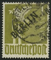 BERLIN 17c O, 1948, 1 M. Schwarzaufdruck, Gelbgrün Fluoreszierend, Pracht, Gepr. Schlegel, Mi. 160.- - Altri & Non Classificati