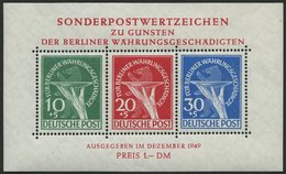 BERLIN Bl. 1I **, 1949, Block Währungsgeschädigte Mit Abart Schraffierungsstrich In Der Opferschale, Format (110x67), Mi - Sonstige & Ohne Zuordnung