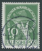 BERLIN 68II O, 1949, 10 Pf. Währungsgeschädigte Mit Abart Grüner Punkt Rechts Am Handgelenk, Normale Zähnung, Pracht, Fo - Altri & Non Classificati