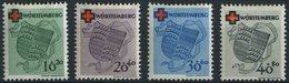 WÜRTTEMBERG 40-43 *, 1949, Rotes Kreuz, Falzrest, Prachtsatz, Mi. 80.- - Sonstige & Ohne Zuordnung