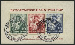 AMERIK. U. BRITISCHE ZONE Bl. 1a BrfStk, 1949, Block Exportmesse, Sonderstempel, Pracht, Kurzbefund A. Schlegel, Mi. 250 - Sonstige & Ohne Zuordnung