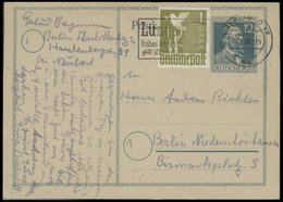 ALLIIERTE BES. 959,P 965ZP BRIEF, 15.7.1948, 1 M. Schwarzgraugelb Auf 12 Pf. Stephan Ganzsachenkarte, Stempel BERLIN O 1 - Sonstige & Ohne Zuordnung