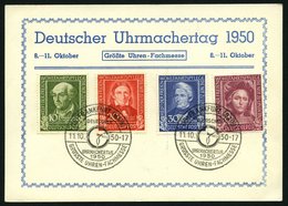 BUNDESREPUBLIK 117-20 BRIEF, 1949, Helfer Der Menschheit Auf Karte Mit Sonderstempel FRANKFURT UHRMACHERTAG, 8 Pf. Klein - Used Stamps