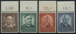 BUNDESREPUBLIK 173-76 **, 1953, Helfer Der Menschheit, Oberrandstücke, Prachtsatz - Gebraucht