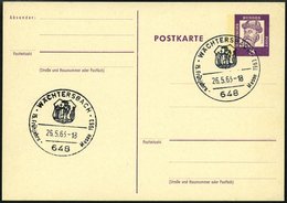 GANZSACHEN P 73 BRIEF, 1962, 8 Pf. Gutenberg, Postkarte In Grotesk-Schrift, Leer Gestempelt Mit Sonderstempel WÄCHTERSBA - Sonstige & Ohne Zuordnung