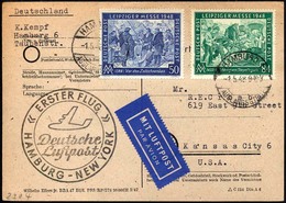 ERST-UND ERÖFFNUNGSFLÜGE 2304 BRIEF, 1.5.48, Hamburg-New York, Flugbestätigungsstempel In Schwarz (Gefälligkeitsabstempe - Covers & Documents