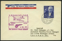 ERST-UND ERÖFFNUNGSFLÜGE 2498 BRIEF, 6.11.54, Berlin-Chicago, Prachtbrief - Storia Postale