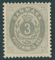 DÄNEMARK 22IYAa *, 1875, 3 Ø Mattultramarin/grau, Falzrest, Pracht, Mi. 140.- - Gebraucht