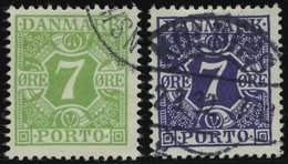 PORTOMARKEN P 12,21 O, 1927/30, 7 ø Gelbgrün Und Bläulichviolett, 2 Prachtwerte, Mi. 64.- - Postage Due