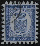 FINNLAND 3B O, 1865, 5 K. Blau Auf Graublau, Alle Zungen, Pracht, Gepr. Dietrich, Mi. 400.- - Usati