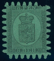 FINNLAND 6Cx *, 1867, 8 P. Schwarz Auf Grün, Falzreste, Fehlende Zunge Sonst Pracht - Gebraucht