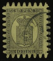 FINNLAND 7Cz O, 1870, 10 P. Schwarz Auf Strohgelb, Alle Zungen, Pracht - Used Stamps