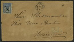 FINNLAND 8B BRIEF, 1875, 20 P. Blau Mit Federkreuz Auf Brief Nach Helsingfors, Seltener Nebenstempel KYMMENE Mit Handsch - Used Stamps