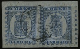 FINNLAND 8C Paar BrfStk, 1866, 20 P. Blau Im Waagerechten Angetrennten Paar Auf Briefstück, K1 BRAHESTAD, Praktisch Alle - Gebraucht