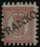 FINNLAND 9Bx O, 1866, 40 P. Rosakarmin, L1 FRANKO, Herstellungsbedingte Quetschfalte, Praktisch Alle Zungen, Pracht - Gebraucht