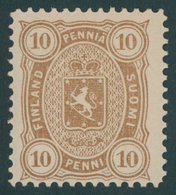 FINNLAND 15Byb *, 1882, 10 P. Graubraun, Gezähnt L 121/2, Falzrest, Pracht, Mi. 120.- - Gebraucht