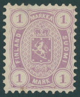 FINNLAND 19Ay *, 1877, 1 M. Rotlila, Gezähnt L 11, Falzreste, Falzhelle Stelle, Feinst, Mi. 1000.- - Gebraucht