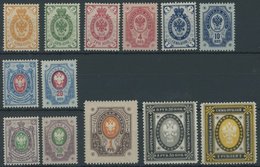 FINNLAND 35-47 *, 1891, Staatswappen, Falzrest, Prachtsatz, Mi. 500.- - Used Stamps