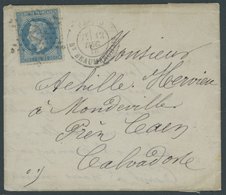 FRANKREICH 28 BRIEF, 1870, Ballon Monte La Ville De Paris, Frankiert Mit 20 C. Blau Nach CAEN, Vollständiger Faltbrief,  - Other & Unclassified