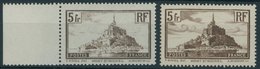 FRANKREICH 240a,b **, 1929, 5 Fr. Mont-Saint-Michel, Beide Farben, Postfrisch, 2 Prachtwerte, Mi. 75.- - Other & Unclassified