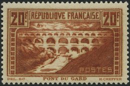 FRANKREICH 242C **, 1931, 20 Fr. Brücke über Den Gard, Gezähnt K 13, Type IIB Mit Abart Weißer Fluß, Pracht - Altri & Non Classificati