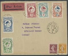 FRANKREICH 1923, 5 Verschiedene Marken AMIENS FLUGMEETING 7.10. Auf Luftpostbrief Mit 5 Und 20 C. Säerin, Feinst - Other & Unclassified
