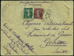 FRANKREICH FELDPOST 116,118 BRIEF, 1915, Brief Von Crois Rouge Française, Von Der Argentur Blessés, An Das International - Sellos Militares Desde 1900 (fuera De La Guerra)