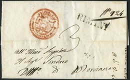 VORPHILA 1829, RIMINI, L1, Rückseitiger L2 28 GIVGNO, Dazu Dekorativer Roter Absenderstempel, Pracht - 1. ...-1850 Vorphilatelie