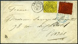 KIRCHENSTAAT 22x,24a BRIEF, 1869, 10 C. Schwarz Auf Rot, Glanzpapier Und 40 C. Schwarz Auf Hellgelb Auf Brief Von ROM Na - Estados Pontificados