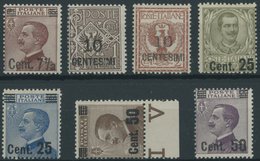 ITALIEN 166-72 **, 1923, 71/2 C. Auf 85 C. - 50 C. Auf 55 C. König Viktor Emanuel III Postfrischer Prachtsatz, Mi. 90.- - Ungebraucht