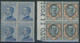 ITALIEN 186/7 VB **, 1923, König Viktor Emanuel III In Viererblocks, Postfrisch, Pracht, Mi. 200.- - Mint/hinged