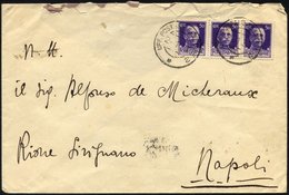 MILITÄRPOST 307 BRIEF, 1938, 50 C. Hellviolett Im Dreierstreifen Mit K2 UFF POSTALE SPECIALE/2 Auf Luft-Feldpostbrief Na - Cruz Roja