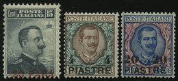 POST IM AUSLAND 13-17III *, Italienische Post In Der Levante: 1908, Konstantinopel, Type III, Falzrest, Prachtsatz, Mi.  - Sonstige & Ohne Zuordnung