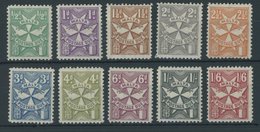 MALTA P 11-20 *, Portomarken: 1925, Malteserkreuz, Falzrest, Prachtsatz - Malta